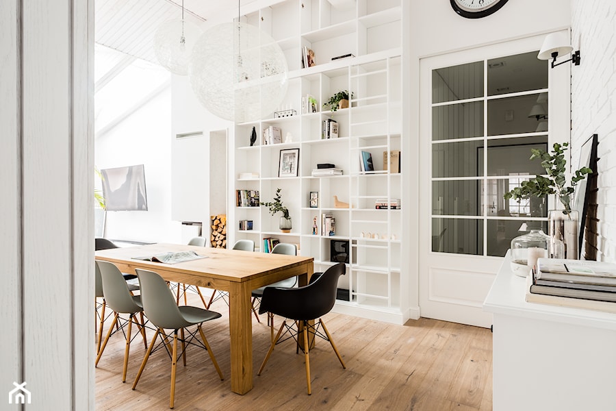 Apartament w Gdańsku - Duża biała jadalnia jako osobne pomieszczenie, styl nowoczesny - zdjęcie od ManaDesign