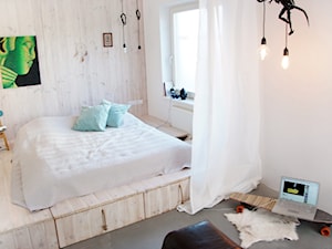Studio 1 konkurs - Średnia beżowa sypialnia, styl industrialny - zdjęcie od ManaDesign