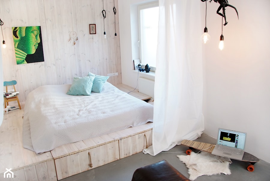 Studio 1 konkurs - Średnia beżowa sypialnia, styl industrialny - zdjęcie od ManaDesign