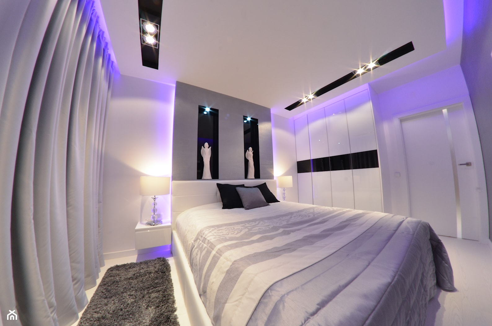 Mieszkanie Gdańsk - 48m2 - 2014 - Średnia biała szara sypialnia, styl nowoczesny - zdjęcie od Studio86 - Homebook