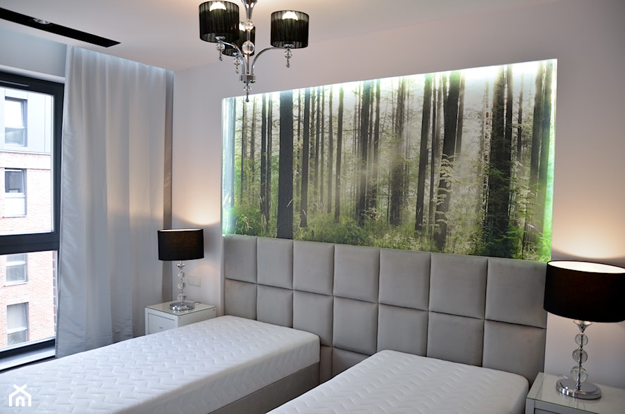 Mieszkanie - Browar Gdański - 50m2 - 2015 - Średnia szara sypialnia, styl nowoczesny - zdjęcie od Studio86