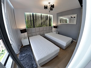 Mieszkanie - Browar Gdański - 50m2 - 2015 - Mała biała szara sypialnia, styl nowoczesny - zdjęcie od Studio86