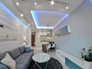 Apartament wakacyjny - Neptun Park Gdańsk - 42m2 - 2017 - Średni biały salon z kuchnią z jadalnią, styl nowoczesny - zdjęcie od Studio86