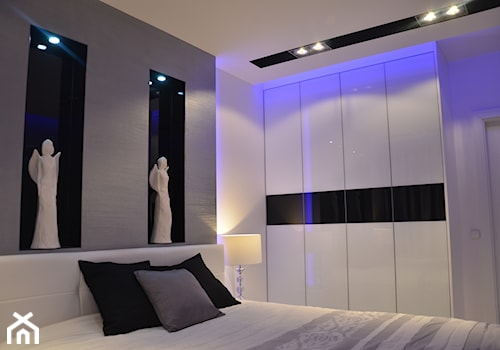 Mieszkanie Gdańsk - 48m2 - 2014 - Średnia biała szara sypialnia, styl nowoczesny - zdjęcie od Studio86