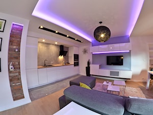 Mieszkanie - Browar Gdański - 50m2 - 2015 - Średnia otwarta z salonem biała z zabudowaną lodówką kuchnia jednorzędowa, styl nowoczesny - zdjęcie od Studio86
