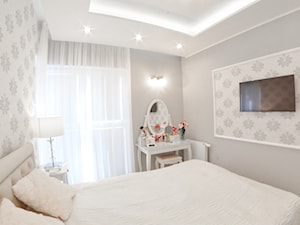 Mieszkanie - Albatross Towers Gdańsk - 74 m2 - 2016 - Mała szara sypialnia, styl vintage - zdjęcie od Studio86