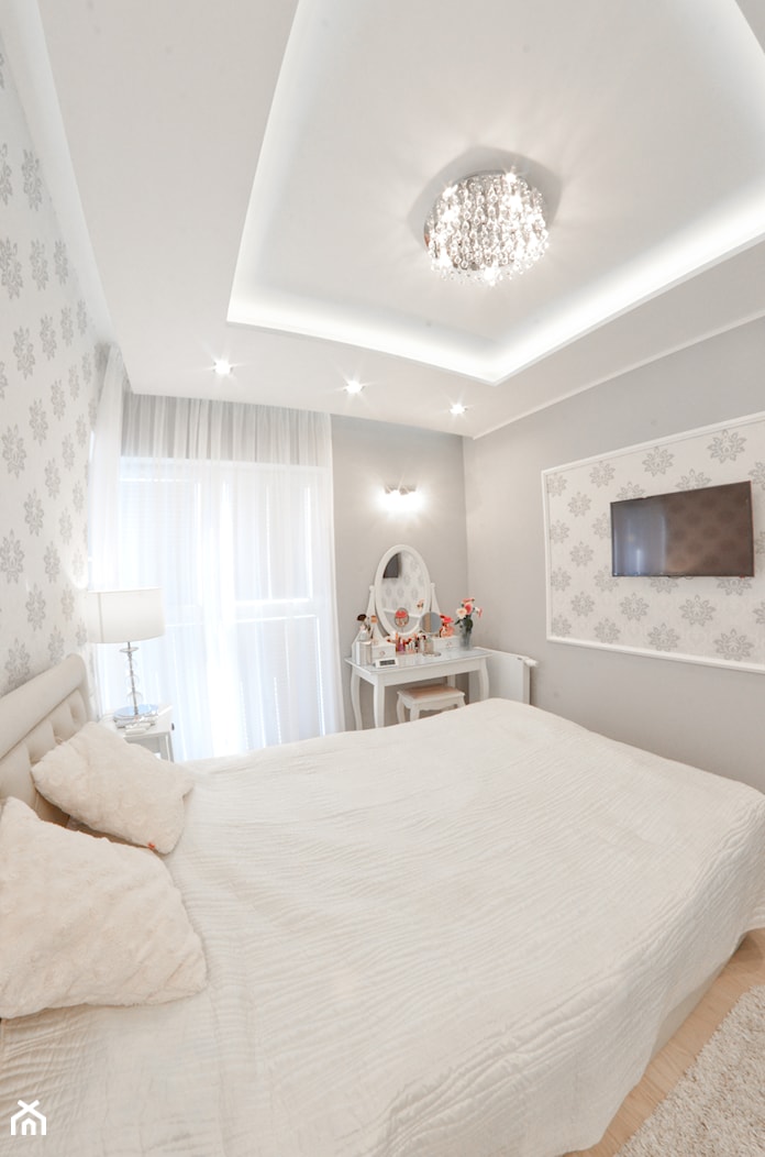 Mieszkanie - Albatross Towers Gdańsk - 74 m2 - 2016 - Mała szara sypialnia, styl vintage - zdjęcie od Studio86 - Homebook