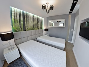 Mieszkanie - Browar Gdański - 50m2 - 2015 - Średnia biała szara sypialnia, styl nowoczesny - zdjęcie od Studio86