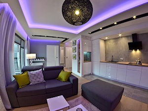 Mieszkanie - Browar Gdański - 50m2 - 2015 - Średni biały szary salon z kuchnią, styl nowoczesny - zdjęcie od Studio86