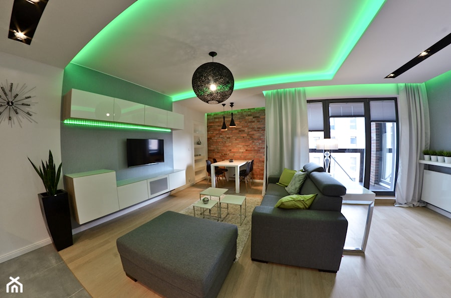 Mieszkanie - Browar Gdański - 50m2 - 2015 - Średni biały brązowy salon, styl nowoczesny - zdjęcie od Studio86