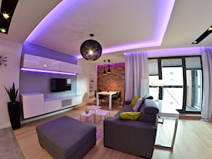 Mieszkanie - Browar Gdański - 50m2 - 2015 - Średni biały szary salon z jadalnią, styl nowoczesny - zdjęcie od Studio86