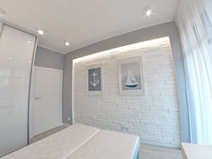 Apartament wakacyjny - Neptun Park Gdańsk - 42m2 - 2017 - Średnia szara sypialnia, styl nowoczesny - zdjęcie od Studio86