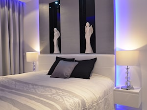 Mieszkanie Gdańsk - 48m2 - 2014 - Średnia biała szara sypialnia, styl nowoczesny - zdjęcie od Studio86
