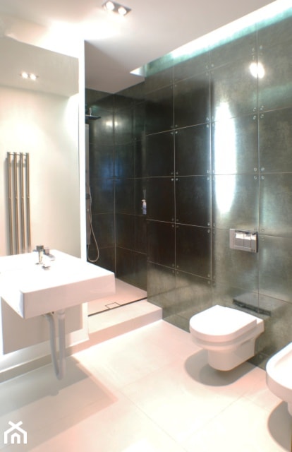 "stalowa" łazienka - zdjęcie od Parco-architekci