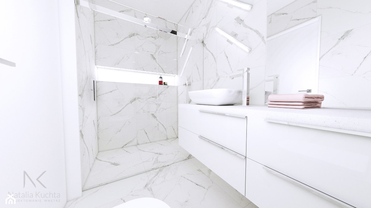 Biała nowoczesna łazienka - zdjęcie od Natalia Kuchta - Homebook