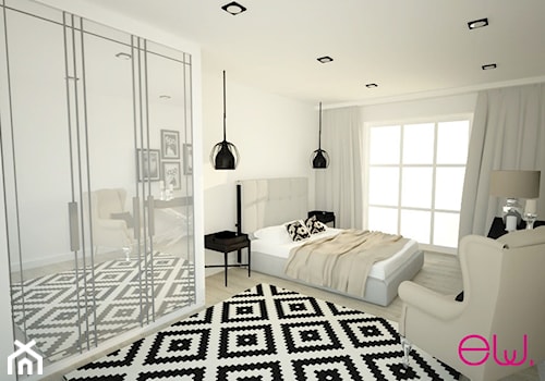Sypialnia - Średnia beżowa sypialnia, styl nowoczesny - zdjęcie od Projektowanie Wnętrz Ewa Wróblewska-Szoda