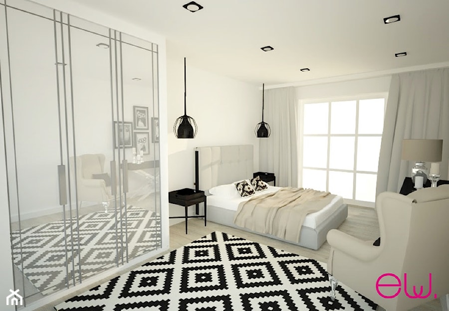 Sypialnia - Średnia beżowa sypialnia, styl nowoczesny - zdjęcie od Projektowanie Wnętrz Ewa Wróblewska-Szoda