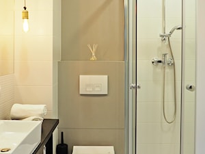 Mieszkanie 33m2 - Mała bez okna łazienka, styl skandynawski - zdjęcie od Projektowanie Wnętrz Ewa Wróblewska-Szoda