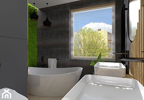 ŁAZIENKA 2 - Średnia z lustrem z dwoma umywalkami łazienka z oknem, styl industrialny - zdjęcie od KADA WNĘTRZA S.C