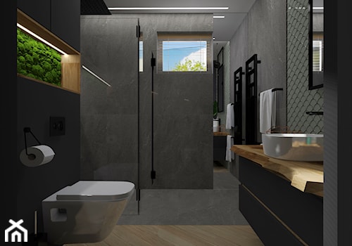 ŁAZIENKA - Średnia z lustrem łazienka z oknem, styl industrialny - zdjęcie od KADA WNĘTRZA S.C