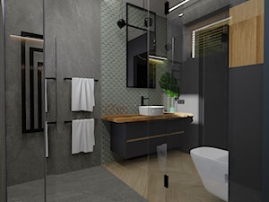 ŁAZIENKA - Średnia bez okna z lustrem łazienka, styl industrialny - zdjęcie od KADA WNĘTRZA S.C