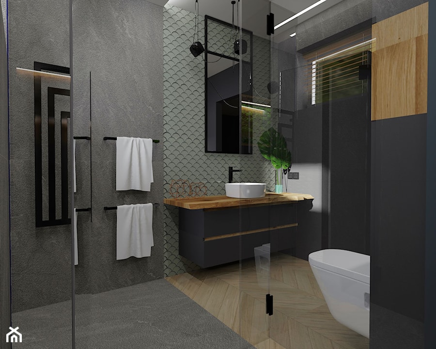 ŁAZIENKA - Średnia bez okna z lustrem łazienka, styl industrialny - zdjęcie od KADA WNĘTRZA S.C