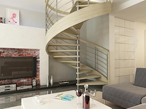 Projekt schodów w aranżacji mieszkalnej - Schody kręcone drewniane metalowe, styl nowoczesny - zdjęcie od Maciej Kaczmarek