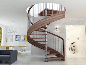 Projekt wizualizacji schodów - Schody kręcone drewniane metalowe, styl nowoczesny - zdjęcie od Maciej Kaczmarek