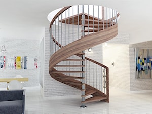 Projekt wizualizacji schodów - Schody kręcone drewniane, styl nowoczesny - zdjęcie od Maciej Kaczmarek