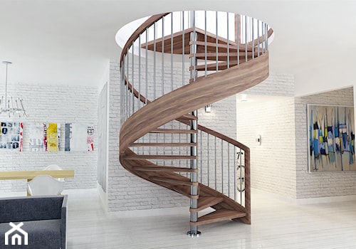 Projekt wizualizacji schodów - Schody kręcone drewniane, styl nowoczesny - zdjęcie od Maciej Kaczmarek