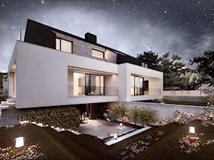 Średnie jednopiętrowe nowoczesne domy wielorodzinne murowane z dwuspadowym dachem, styl minimalistyczny - zdjęcie od artMOKO