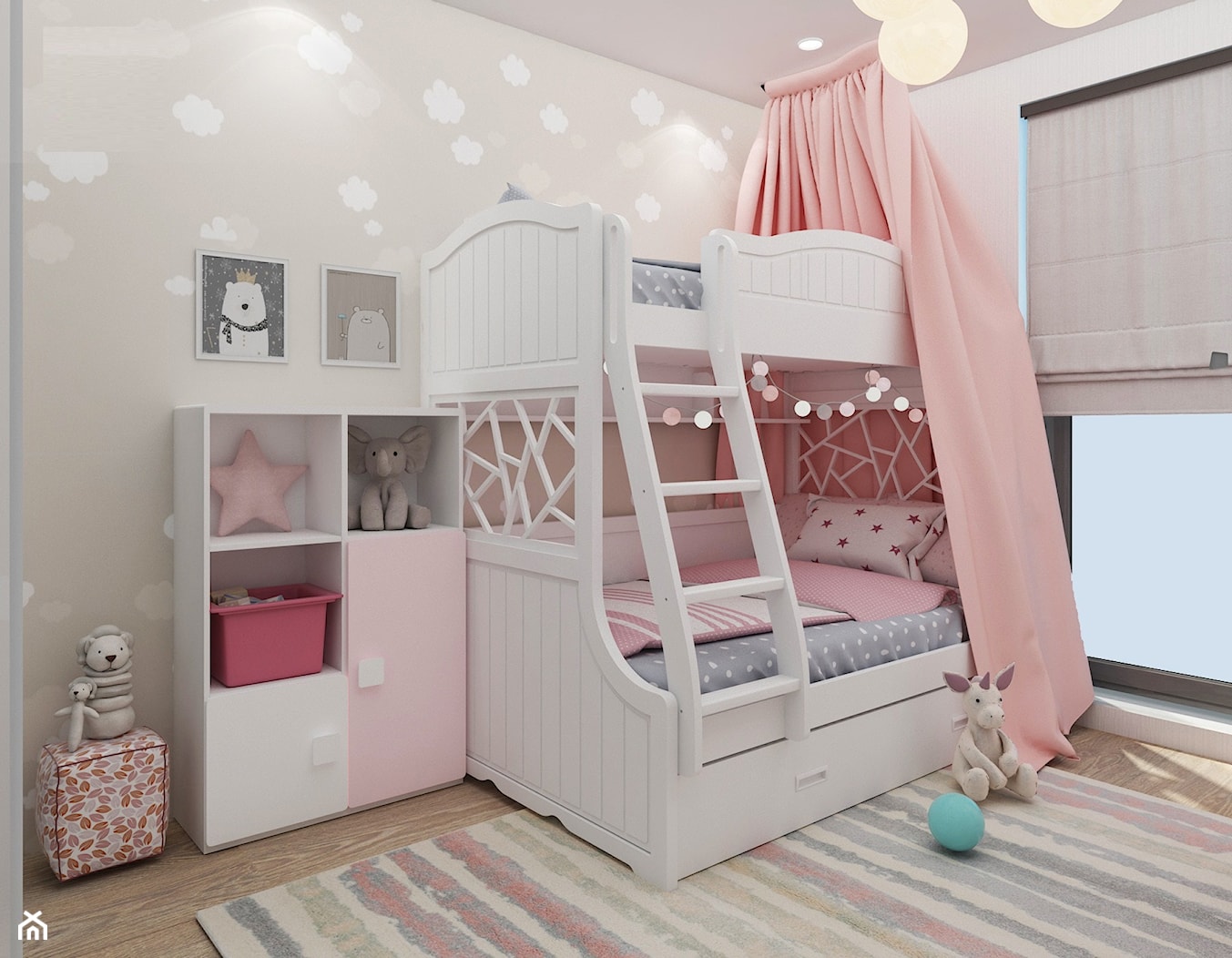 Białe łóżko piętrowe dla dziewczynek - zdjęcie od elies.pl - Homebook