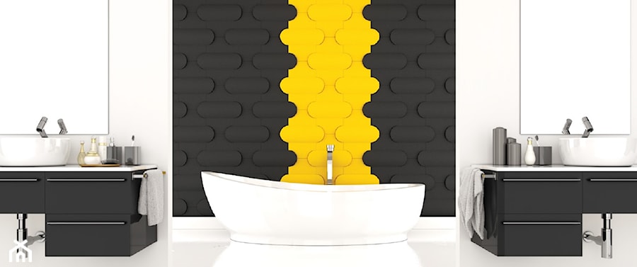 Łazienka, wanna wolnostojąca, panele ścienne, 3D, dekoracja ścienna - zdjęcie od insiDEsign