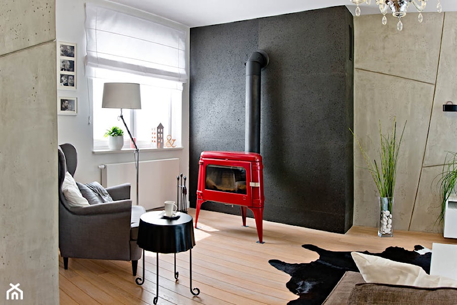 Projekt wnętrz salonu w domu jednorodzinnym. - zdjęcie od M4 Michał Strawa Studio Design