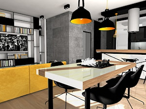 SOFT LOFT - Średni szary salon z kuchnią z jadalnią, styl nowoczesny - zdjęcie od Formacja Projekt
