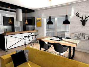 SOFT LOFT - Średnia biała jadalnia w salonie, styl nowoczesny - zdjęcie od Formacja Projekt