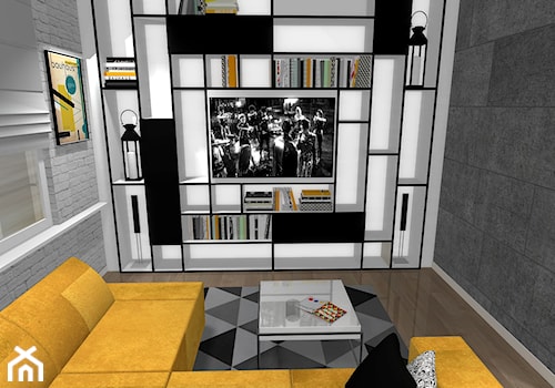 SOFT LOFT - Mały czarny salon, styl nowoczesny - zdjęcie od Formacja Projekt