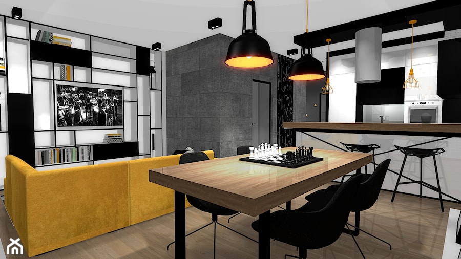 SOFT LOFT - Średnia biała jadalnia w salonie w kuchni, styl nowoczesny - zdjęcie od Formacja Projekt