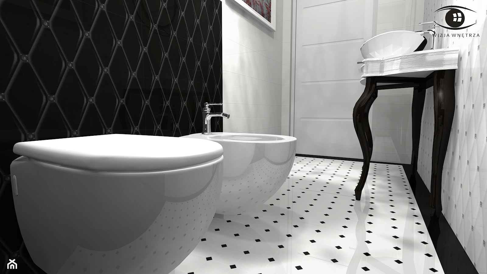 TOALETA GLAMOUR - Mała łazienka, styl glamour - zdjęcie od Wizja Wnętrza - projekty i aranżacje - Homebook