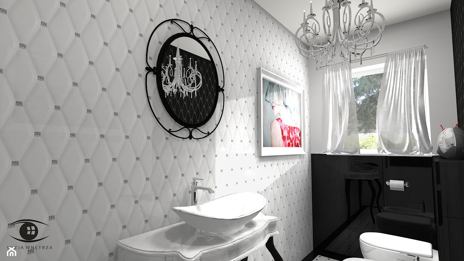 TOALETA GLAMOUR - Mała łazienka, styl glamour - zdjęcie od Wizja Wnętrza - projekty i aranżacje - Homebook