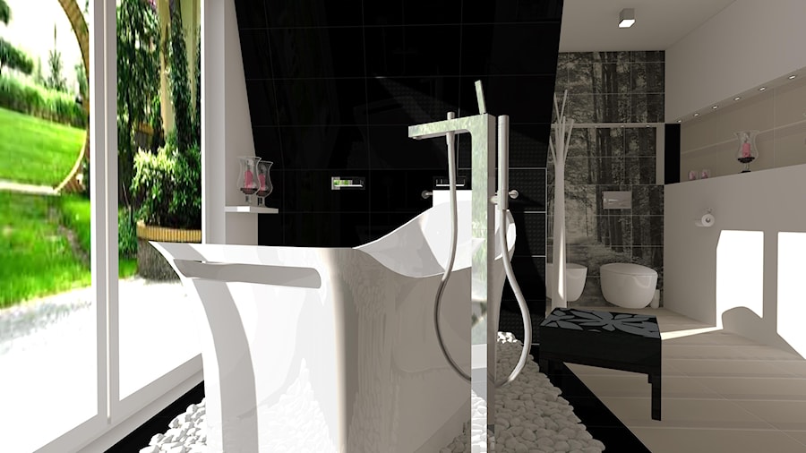 Łazienka w czerni i bieli - Łazienka, styl nowoczesny - zdjęcie od Wizja Wnętrza - projekty i aranżacje