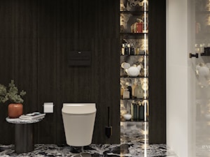 Paula Popow beżowa łazienka ciemne drewno czarny marmur projekt wnętrz trójmiasto - zdjęcie od Paula Popow projektowanie wnętrz