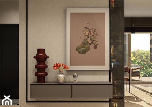 podwieszana komoda, tapeta, indyjski róż - zdjęcie od Paula Popow projektowanie wnętrz