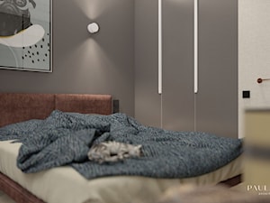 łóżko tapicerowane, drzwi ukryte - zdjęcie od Paula Popow projektowanie wnętrz
