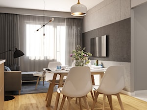 Mieszkanie w kolorze BLUE - Mały szary salon z jadalnią, styl nowoczesny - zdjęcie od Pracownia Wnętrza
