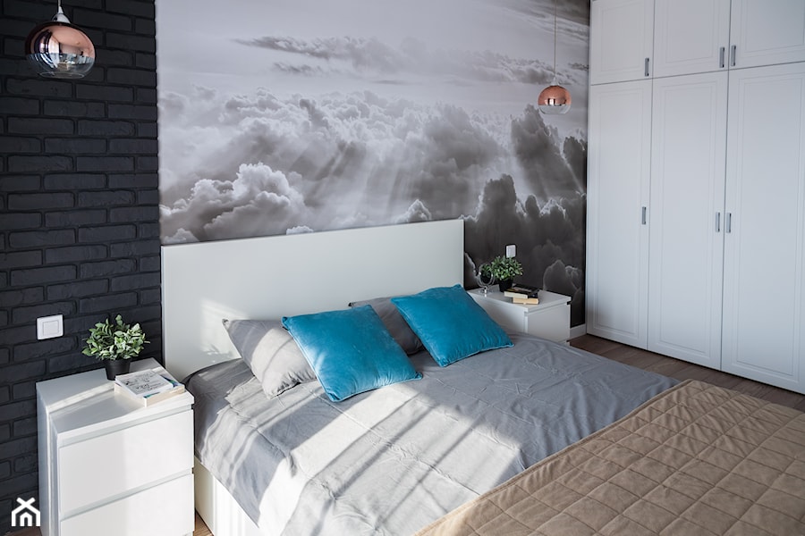 Mieszkanie z grafitową cegłą - Mała sypialnia, styl nowoczesny - zdjęcie od Pracownia Wnętrza