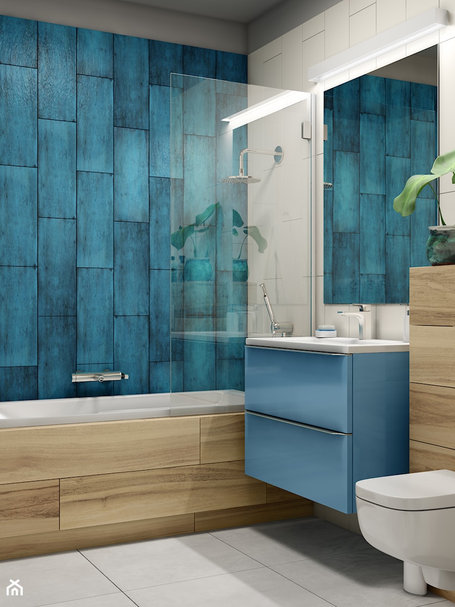 Mieszkanie w kolorze BLUE - Średnia łazienka, styl nowoczesny - zdjęcie od Pracownia Wnętrza