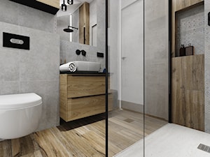 Mieszkanie w stylu soft loft we Wrocławiu - Średnia bez okna z lustrem łazienka, styl industrialny - zdjęcie od Pracownia Wnętrza