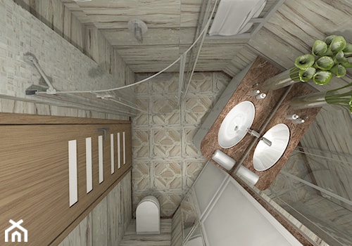 apartament zMagnolia Park - Mała bez okna z lustrem z marmurową podłogą łazienka, styl glamour - zdjęcie od Pracownia Wnętrza