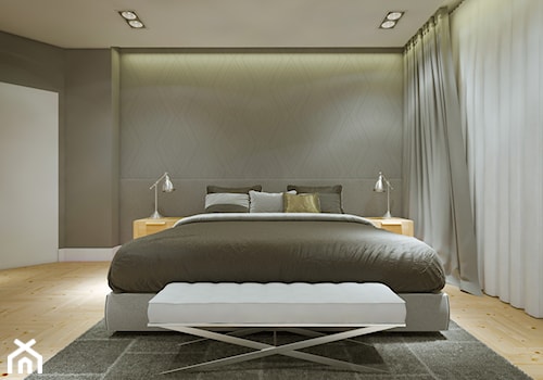 Apartament w sercu Warszawy - wersja II - Duża biała szara sypialnia - zdjęcie od Nubo Interior